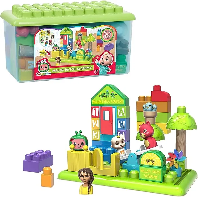 CoComelon Just Play Patch Academy, 53 Large Building Blocks Includes 6 Character Figures, Officially Licensed Kids Toys for Ages 18 Month