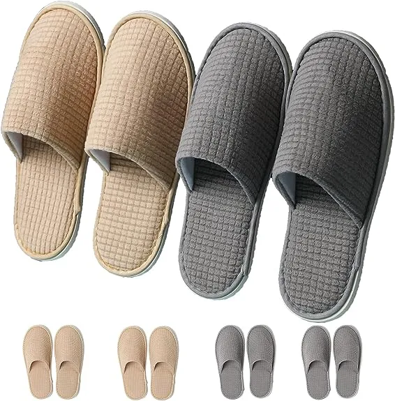 COZYAREA SPA Slippers, 6 Pairs Disposable Slippers for Guests, Soft Hotel Slippers Polar Fleece, Washable Reusable House Slippers Unisex, Bride Slippers for Wedding Party Bedroom Travel