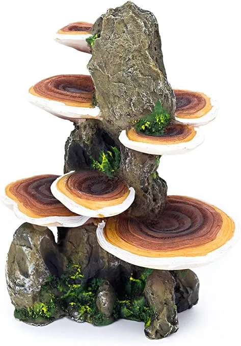 Penn-Plax Deco-Replicas Tree Trunk with Shelf Mushrooms Aquarium Decoration – Safe for Freshwater and Saltwater Fish Tanks – Medium
