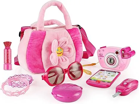 SainSmart Jr. Toddler Purse My First Purse with Pretend Play Set for Princess 9 PCS, Pink