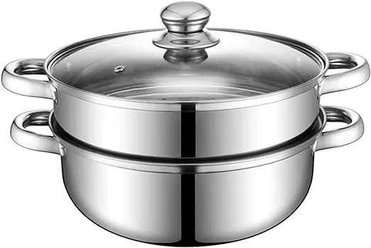 Steamer Pot for Cooking 11 inch Steamer Pot 2-Tier Multipurpose 18/10 Stainless Steel Steam Pot Cookware with Lid for Vegetable, Dumpling, Stock,