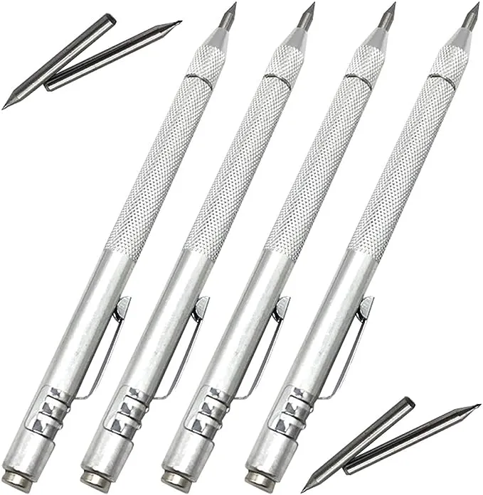 NEPAK 4 Pack Metal Scribe Tool,Tungsten Carbide Scriber Pen with Magnet, for Machinist,Engraving,Welding(with 4 Marking Tips)