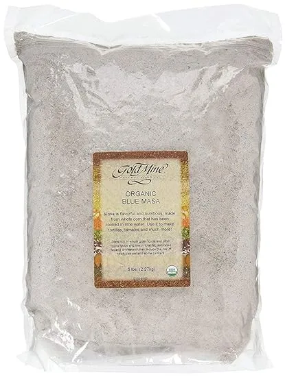 Gold Mine Blue Corn Masa Harina, Macrobiotic, Vegan, Kosher and Gluten-Free Flour for Healthy Mexican Dishes - 5 LBS, 80 oz