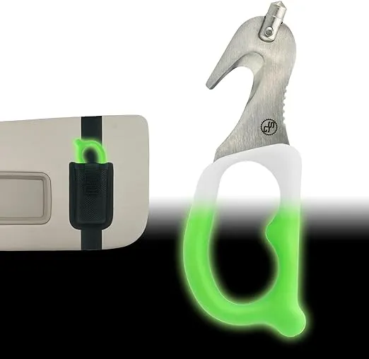 StatGear SuperVizor XT Auto Emergency Rescue Escape Tool - Seatbelt Cutter & Window Glass Breaker Hammer Survival - Mounts Right to Your Sun-Visor! (1 Pack, GLOW)