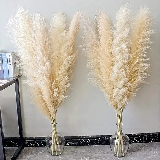 Bannifll 46" inch 10 Stems Natural Pampas Grass Decor Tall, Pompas Grass, Tall Pampas Grass for Wedding, Party, Farmhouse, Boho Home Decor