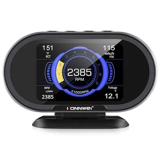 KW206 OBD2 Hud Head Up Display Scanner Fuel Consumption Water Temperature Gauge