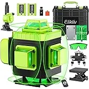 Laser Level Self Leveling - Elikliv 200ft Outdoor Robust Indoors 4D Green Cross Line Laser Level 4x360 Horizontal Vertical Dual-beam Lasers for DIY or Professional Job Site Integrated Bracket Included