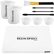 KOUGU Professional Epoxy Resin Starter Kit with Silicone Heat Resistant Mat - Premium Craft Tools Including Thick Mat, Cups, Stir Sticks.