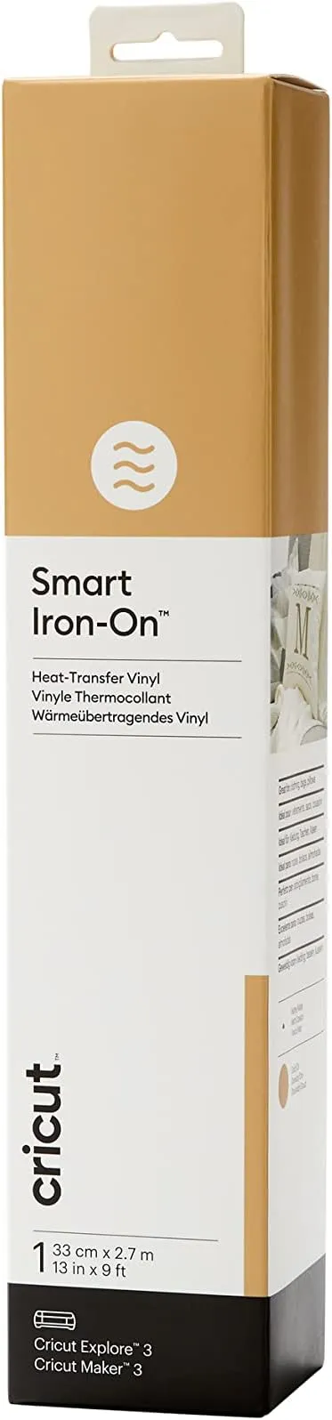 Cricut Smart Iron on | Gold | 2.7 M (9 ft) | Heat Transfer Vinyl Roll (HTV) | for Use Explore 3 Maker 3