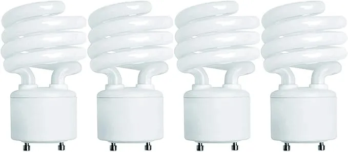 Kor Pack of 4 13 Watt Mini Spiral - GU24 Base - 60W Equivalent - T2 Mini-Twist - CFL