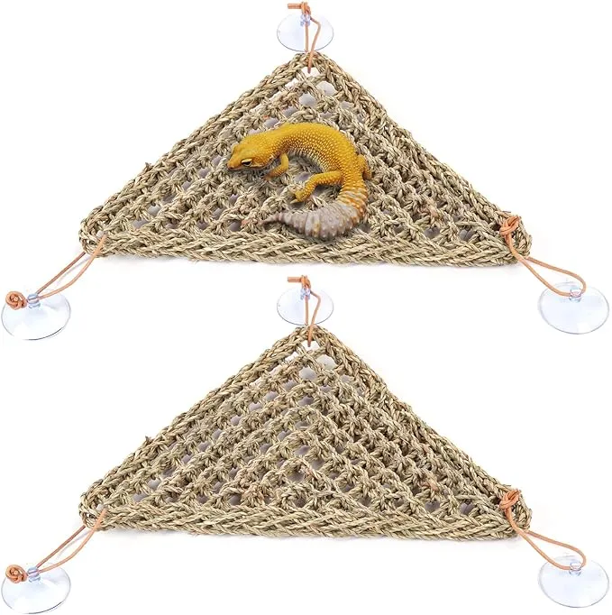 kathson Reptile Lizard Bearded Dragon Hammock Reptile Lounger,100% Natural Grass ...