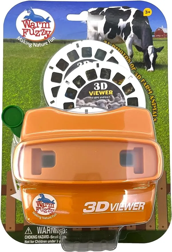 WARM FUZZY Toys 3D Viewfinder (Farm) - Viewfinder for Kids & Adults, Classic Toys, Slide Viewer, 3D Reel Viewer, Retro Toys, Vintage Toys with 3 Reels - Contains 21 High Definition 3D Images