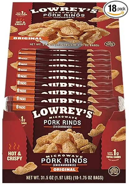 Lowrey's Bacon Curls Microwave Pork Rinds (18-Pack) Flavor: Hot & Spicy