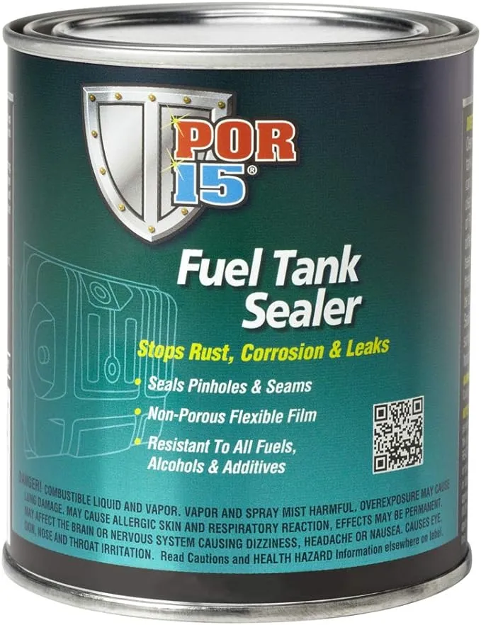 POR-15 49201 Fuel Tank Sealer, 1 gal Can, Semi-Transparent Silver, 250 to 450 sq-ft/gal Coverage, 96 hr Curing