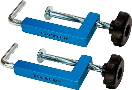 Rockler Universal Fence Clamps for Woodworking (Set of 2) – Great Fence Clamp for False Fence, Half-Fence, Stop Block, & More – Compact, Lightweight Aluminum Body w/Steel Threaded Woodworking Clamps