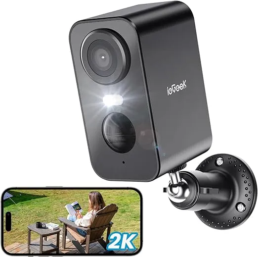 ieGeek Security Cameras Wireless Outdoor, 2K 3MP Battery Powered WiFi Security Camera with Spotlight & Siren Alarm, 2-Way Audio, Color Night Vision, AI Detection for Home Security, Works with Alexa