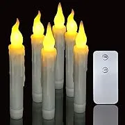 Battery Operated Vivid Fake Wax Dipped Amber Flickering Led Candles With Timer (6 Hrs on 18 Hrs off) Window Votive For Candlesticks Table Taper Candle for Halloween Christmas Festival Party Decoration