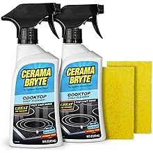 Cerama Bryte Daily Spray Cooktop and Stove Top Cleaner for Glass & Pads Combo Kit - Ceramic Surfaces, 16 Fluid Ounces, 4 Piece Set