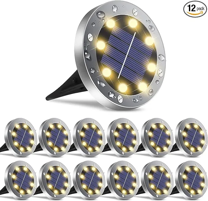 Solar Outdoor Lights 12 Packs, Garden Solar Lights Outdoor Waterproof Solar Pathway Lights Bright In-Ground Lights Outdoor Lighting Decor for Lawn, Patio , Yard, Driveway, Step and Walkway Warm Light