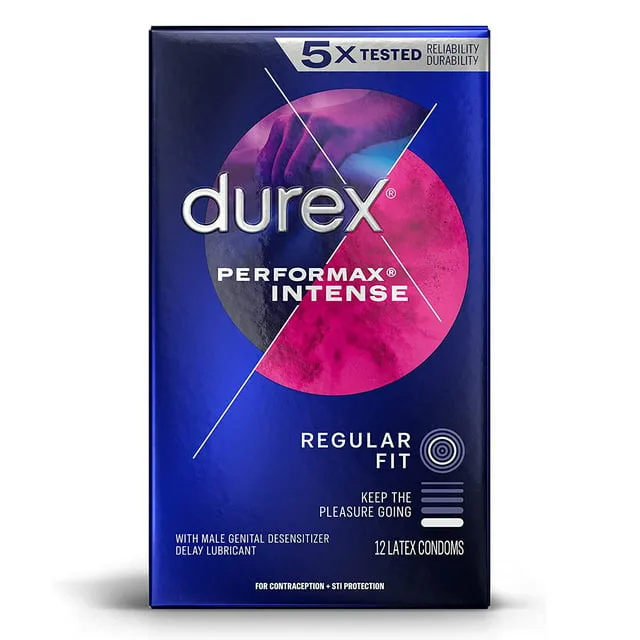 Durex Performax Intense Premium Lubricated Latex Condoms - 3 Ea