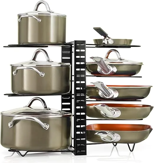 Pot &amp; Pan Organizer 3 DIY Method Adjustable 8+ Rack System for Pantry Cabinet