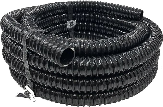 Sealproof 1" Dia. Corrugated Pond Tubing 1-Inch ID, 20 FT Length, Black PVC Kinkproof Strong Flex Tubing Made in USA