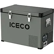 ICECO 68.6 Quart Double Zone Independent Control Portable Refrigerator with SECOP Compressor, 12 Volt Freezer for Car, Home, Camping, RV, 0°F to 50°F, 12/24V DC, 100/240V AC & 12V DC Power Cable