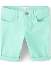 The Children&#039;s Place Girls&#039; Solid Skimmer Shorts, Aqua, 14 Plus, Cotton Shorts