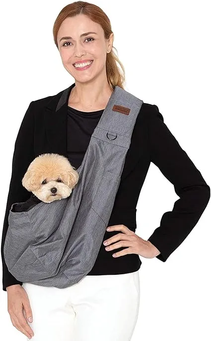 RETRO PUG Dog Sling Carrier for Small and Medium Dogs,Cat - Pet Sling Carrier - Travel Puppy Carrying Bag – Doggie Pouch – Adjustable Shoulder Strap – Tote Purse – Chest Holder - 15~20 lbs (Grey)RETRO PUG Dog Sling Carrier for Small and Medium Dogs,Cat -