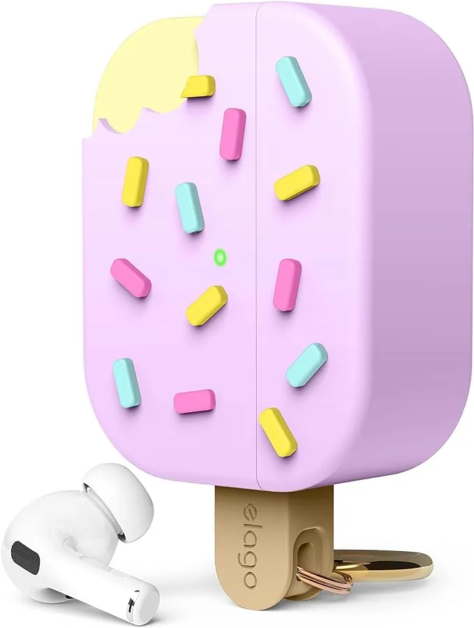 elago Ice Cream Case Compatible with AirPods Pro 2 Case Cover - Compatible with AirPods Pro 2nd Generation Case, Karabiner Included, Supports Wireless Charging, Full Protection (Blueberry)