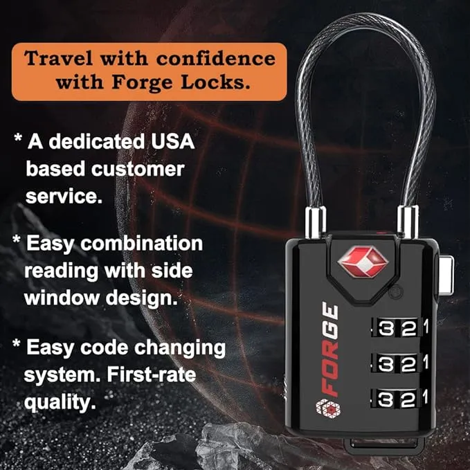 Forge TSA Approved Cable Luggage Locks