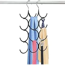 Yizhi Scarf Hanger Organizer Holder, No Snag Belt Rack Tie Hanger Sturdy 8 Hook Space Saving Closet Accessory Organizer for Scarves, Ties, Belts, Shawls, Pashminas and Jewelry (2, Black)