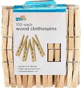 Honey-Can-Do Dry-01376 Wood Clothespins with Spring