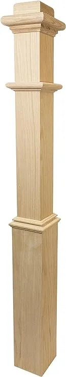 960 - Wood Box Newel - Plain Style with Pedestal - 48 inch - Elegant Sleeve Design - Staircase Post (Red Oak)