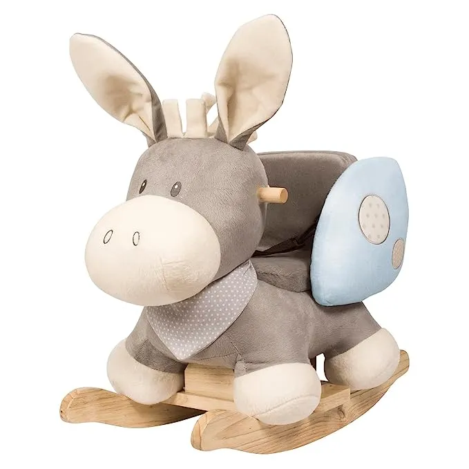 Nattou Rocking Horse & Plush Toy Bundle: Cappuccino The Donkey Rocker & Tim The Horse - Safe, Soft, and Stimulating Toys for Babies 10-36 Months