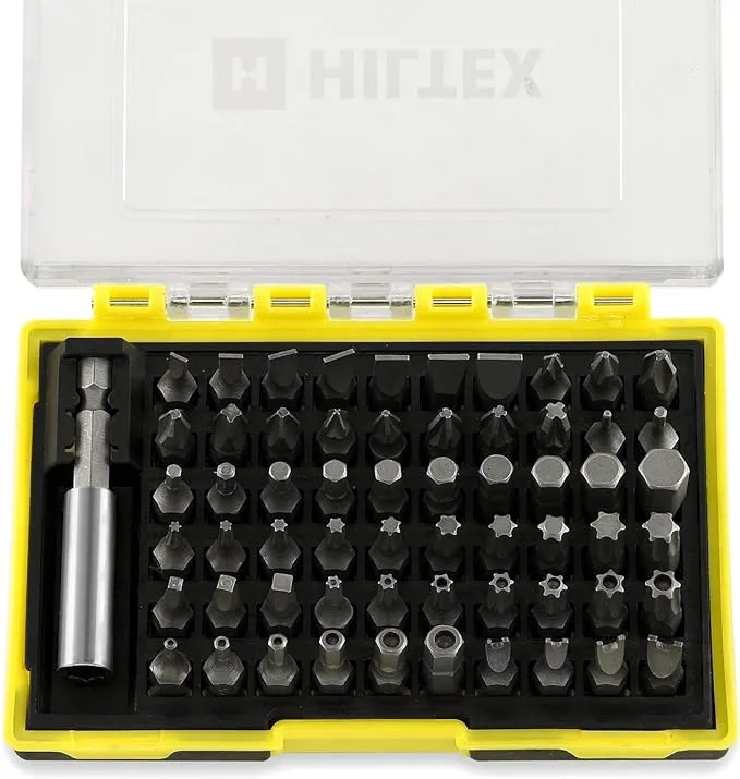 Hiltex 10060 Security Bit Set with Magnetic Extension Adapter, 61 Piece | 1/4-Inch Hex Shank | CR-V Steel