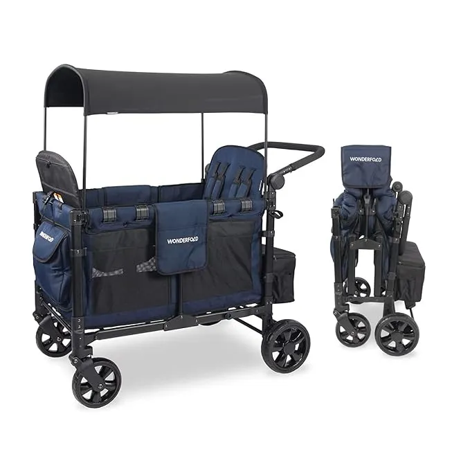 Wonderfold W4 Elite Quad Stroller Wagon (4 Seater), Noble Navy