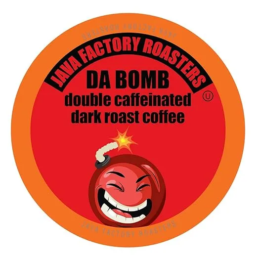 Java Factory Extra Bold Double Caffeinated Coffee Pods, Keurig Compatible, Da Bomb, 40 Count