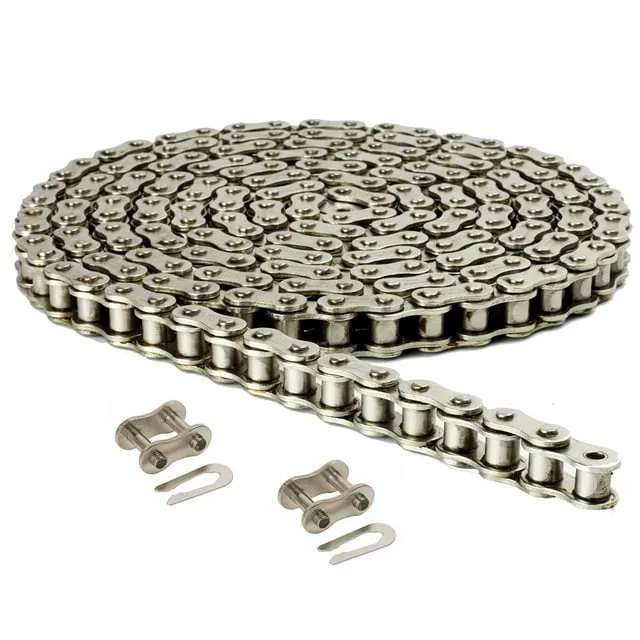 Jeremywell #35NP Nickel Plated Roller Chain 10 Feet + 2 Master Links, Corrosion Resistant