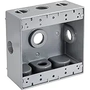 TOPAZ 3/4" Double Gang Weatherproof Boxes 5 Hole | Electrical Box, Gray