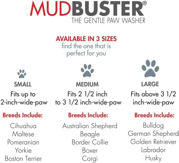 Dexas MudBuster Portable Dog Paw Washer/Paw Cleaner, Medium, Light Gray