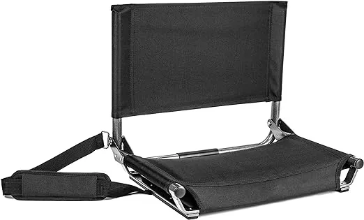 Cascade Mountain Tech Portable Folding Steel Stadium Seats for Bleachers , Black, Regular - 17"