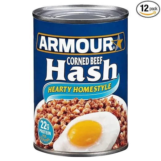 Armour Star Corned Beef Hash, Hearty Homestyle, Canned Food, 12 - 14 OZ Cans