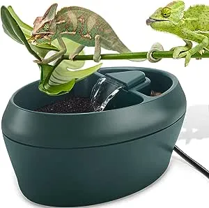 NEPTONION Reptile Chameleon Cantina Drinking Fountain Water dripper Comes with Feeding Tongs and Frosted Tweezer for Lizard Turtle Snake Spider Frog Gecko, Come with an Extra Pump for Replacement