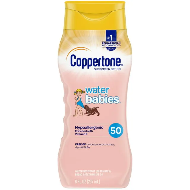 Coppertone WaterBabies Sunscreen Lotion Broad Spectrum SPF 50, 8 Oz