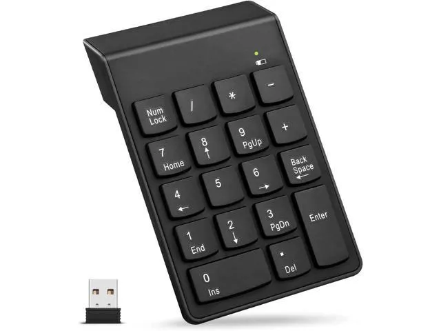 Wireless Number Pad, 18 Key Numeric Keypads with 2.4G Mini USB Receiver, Financial Accounting Numpad for Laptop, Desktop, Notebook, PC, Surface Pro