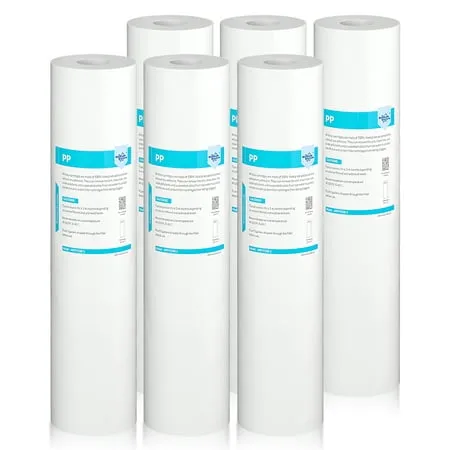 Membrane Solutions 10 Micron Sediment Water Filter Replacement Polypropylene Cartridge 20 x 2.5 for Whole House Filter System - 6 Pack