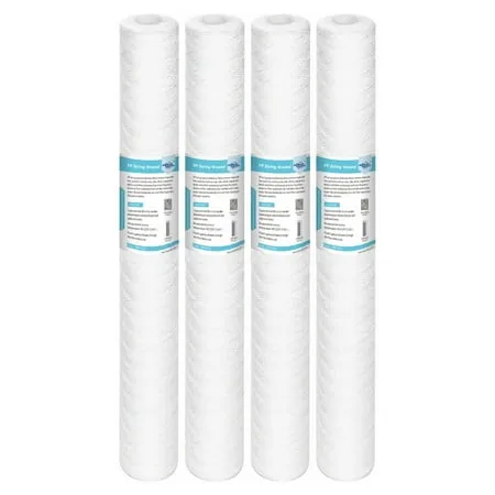 Membrane Solutions 10 Micron 2.5 x 20-inch Sediment Water Filter String Wound Polypropylene Cartridge for Whole House Filter Systems - 6 Pack