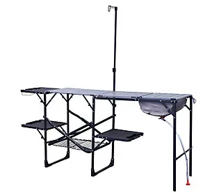 GCI Outdoor Master Cook Station Portable Camp Kitchen Outdoor Folding Table,Black