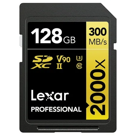 Lexar Professional 2000x 32GB SDHC UHS-II Memory Card, C10, U3, V90, Full-HD & 8K Video, Up to 300MB/s Read, for DSLR, Cinema-Quality Video Cameras (LSD2000032G-BNNNU)